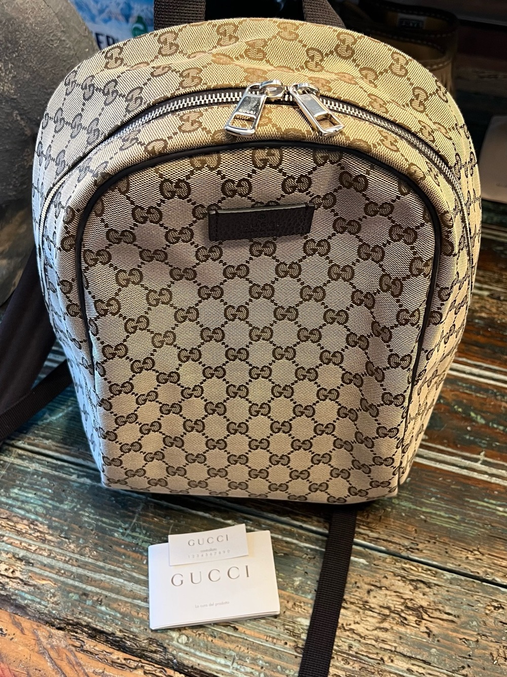 Gucci Beige/Brown Monogram Canvas Backpack